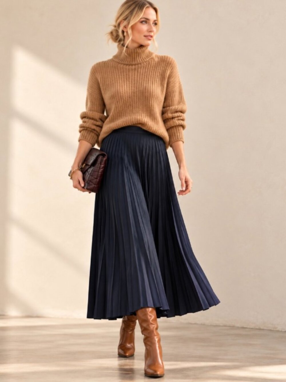 Lauren Ralph Lauren vintage 1990's navy pleated midi (see measurements)